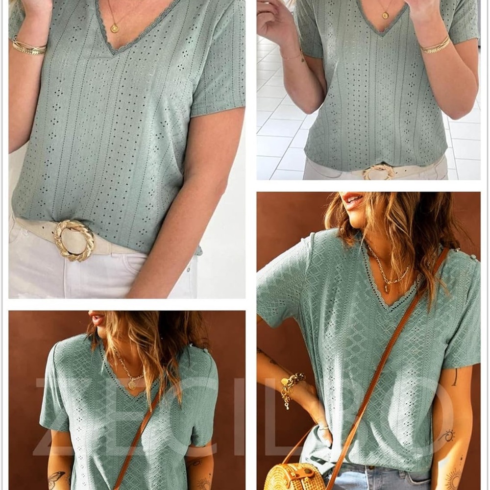 Elegant V-Neck Lace Short Sleeve Top